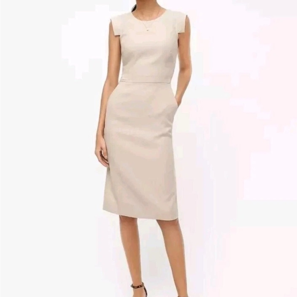 J. Crew Linen Size 6 Beige Resume Dress Career Work Minimalist - Picture 9 of 9